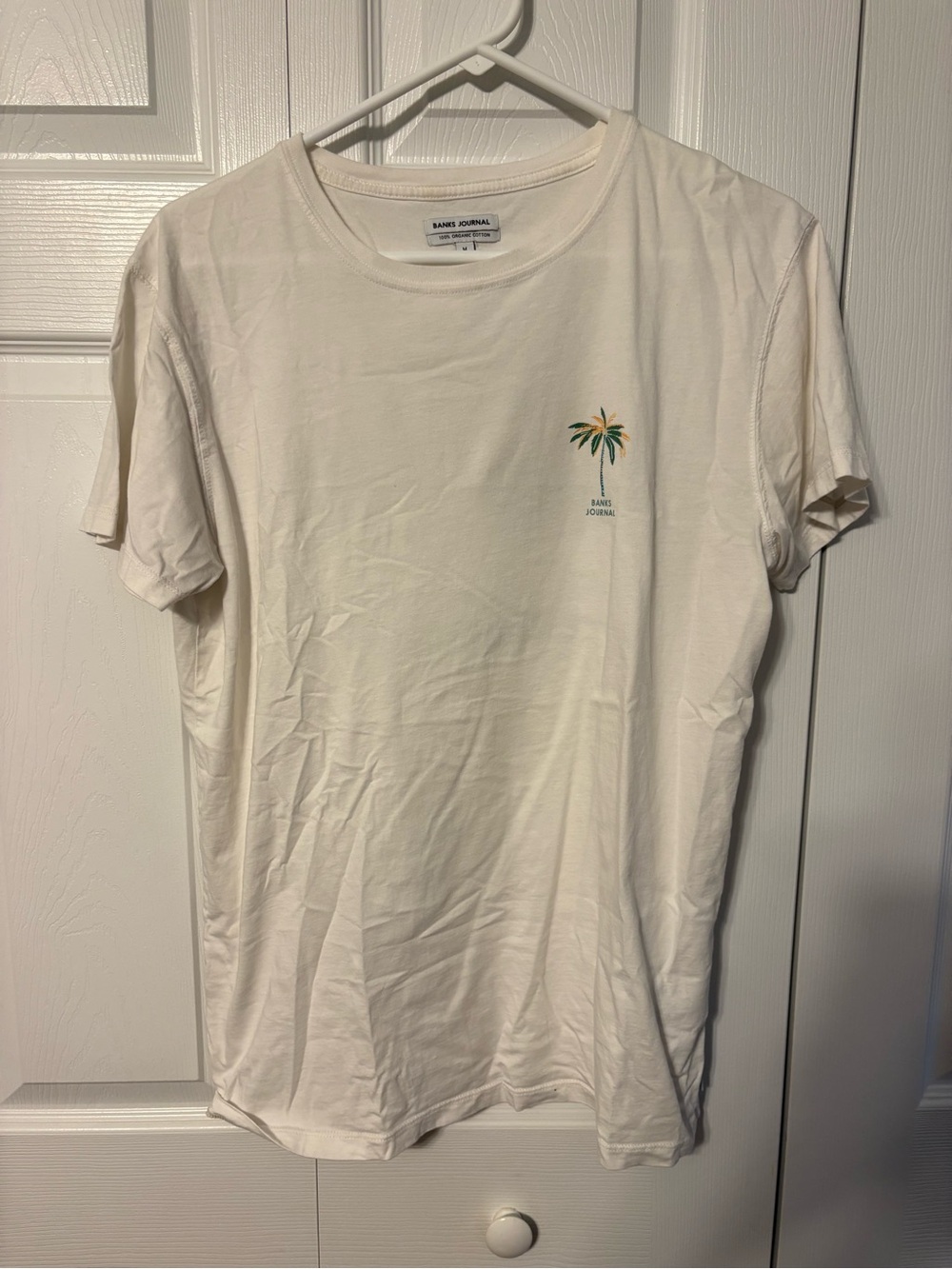 Banks Journal Men’s White Short Sleeve Tee with Palm Motif